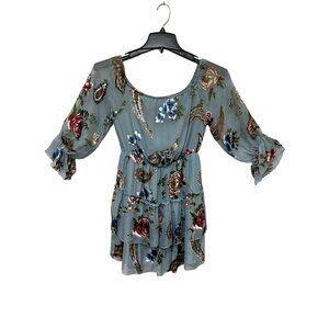 Alice + Olivia Floral Tiered Silk Blend Mini Dress Size 2 (Front string removed)